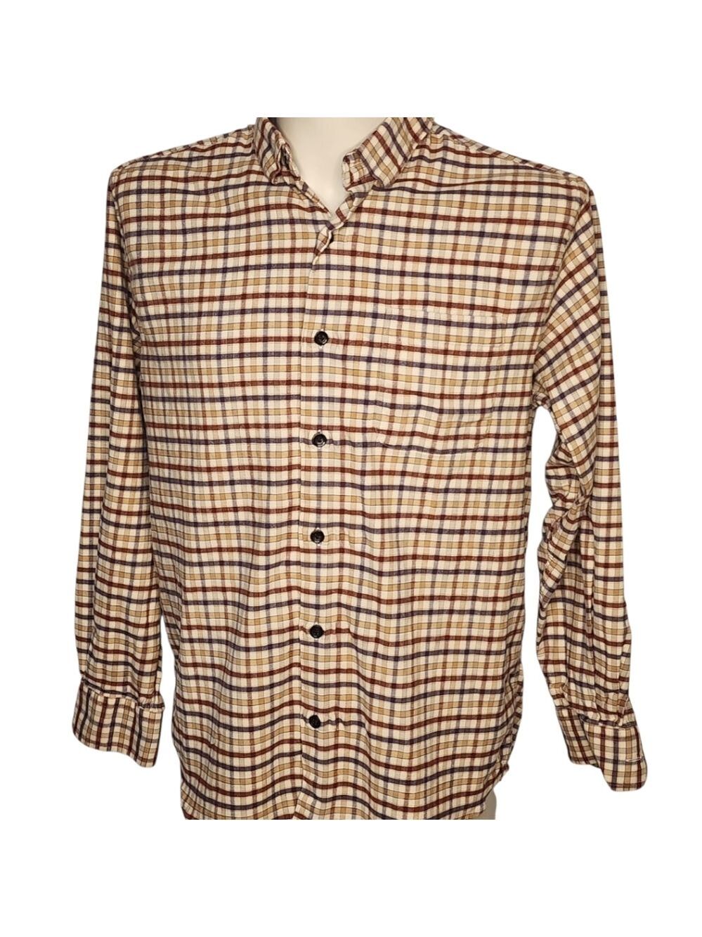 Orvis Men’s Plaid Flannel Shirt Large Cotton Wool Blend Winter Layering